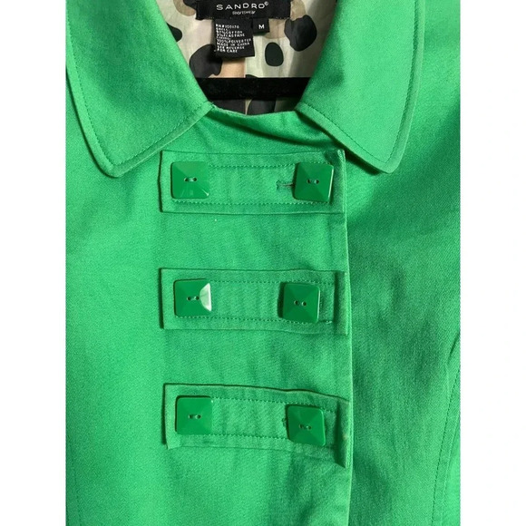 Sandro Sportswear Womens Double Breasted Long Sleeve Collared Blazer Green Sz M - Picture 3 of 8